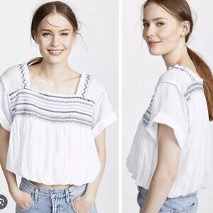 Free People Wandering Skies White Embroidered - Size XS